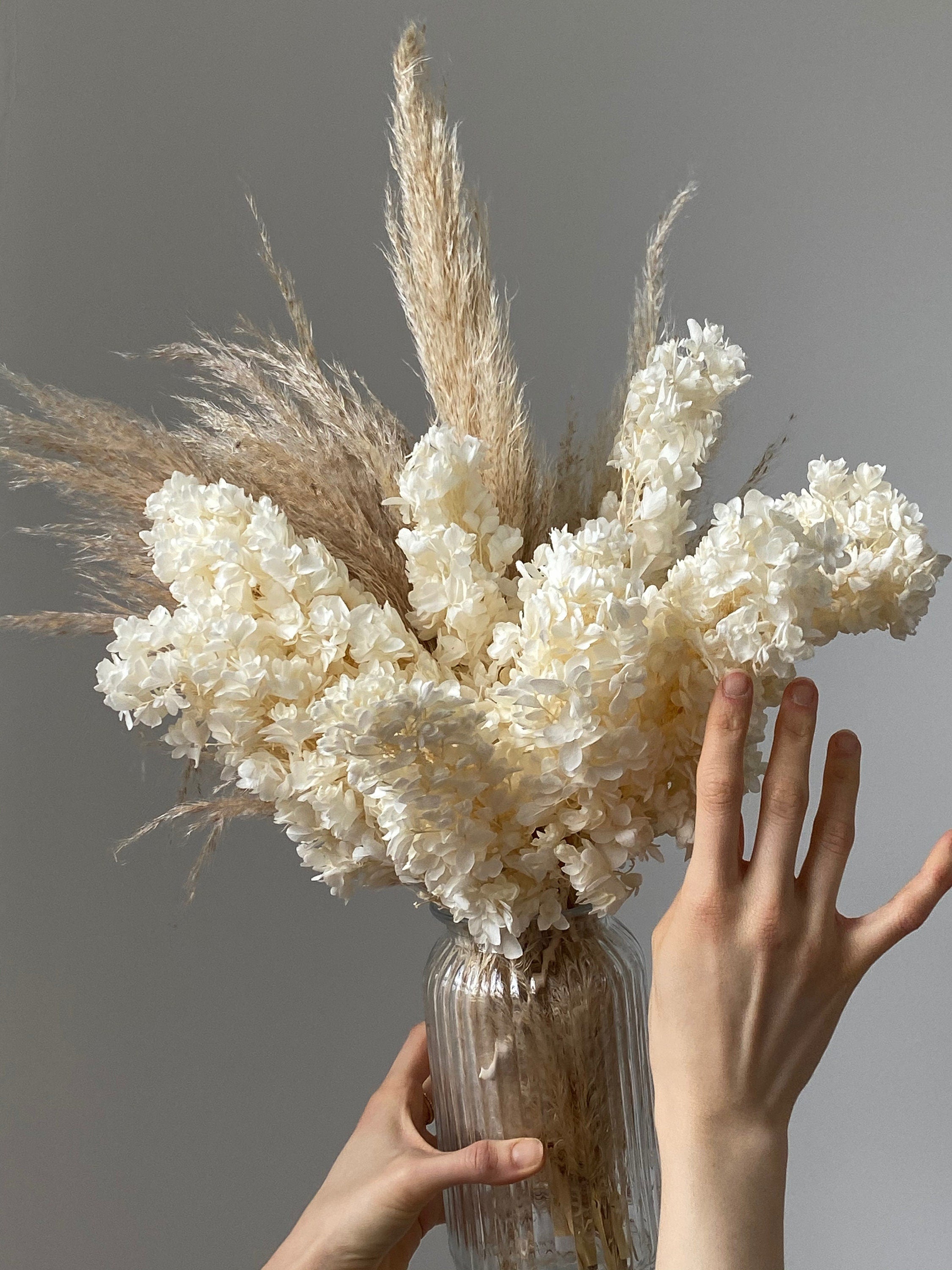 Preserved Hydrangea & Pampas Grass Boho Centerpiece Wedding Decoration