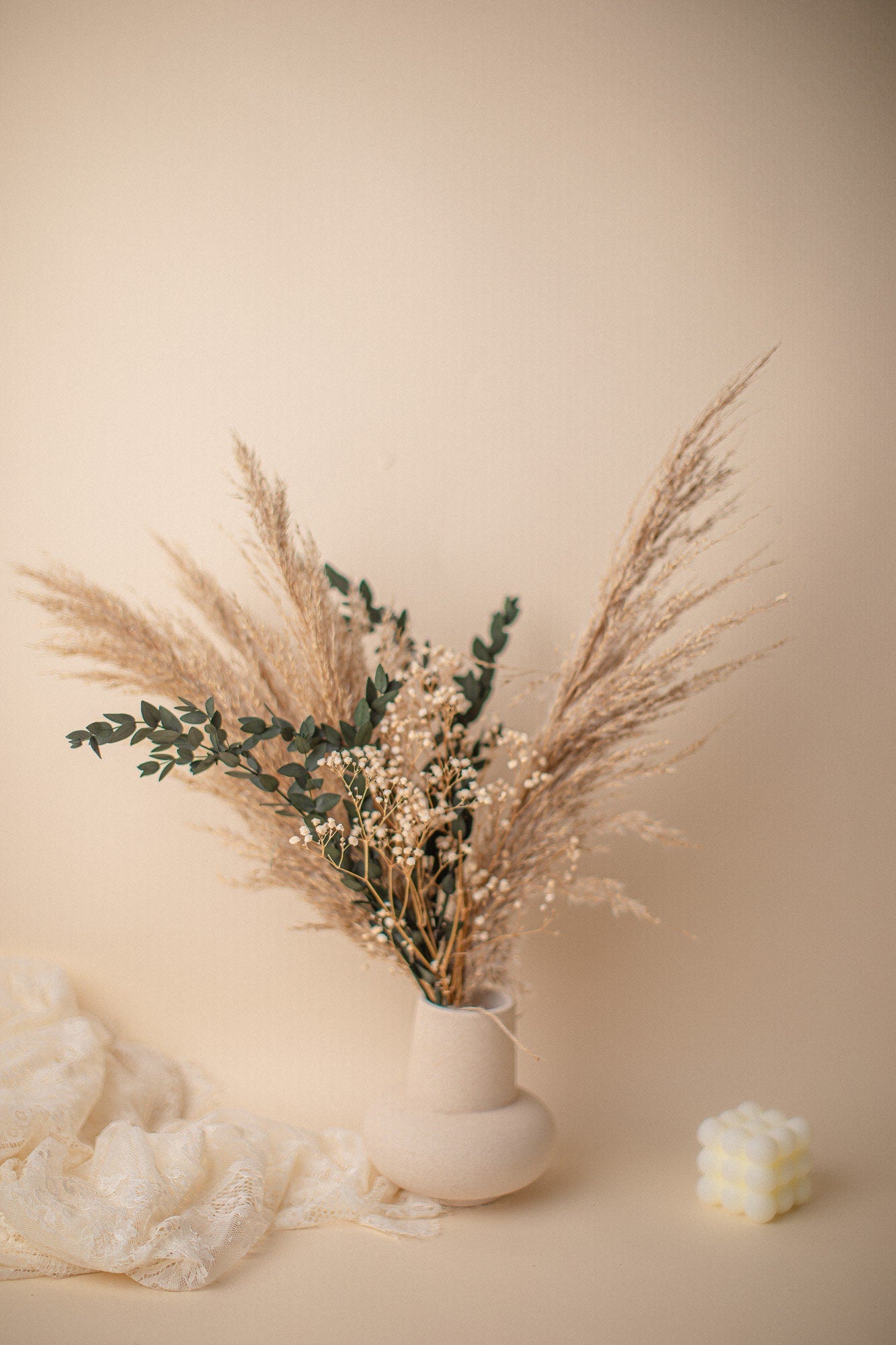 Preserved Eucalyptus & Pampas Grass Table Top Centerpiece / Pampas Grass Dried Grasses Bouquet