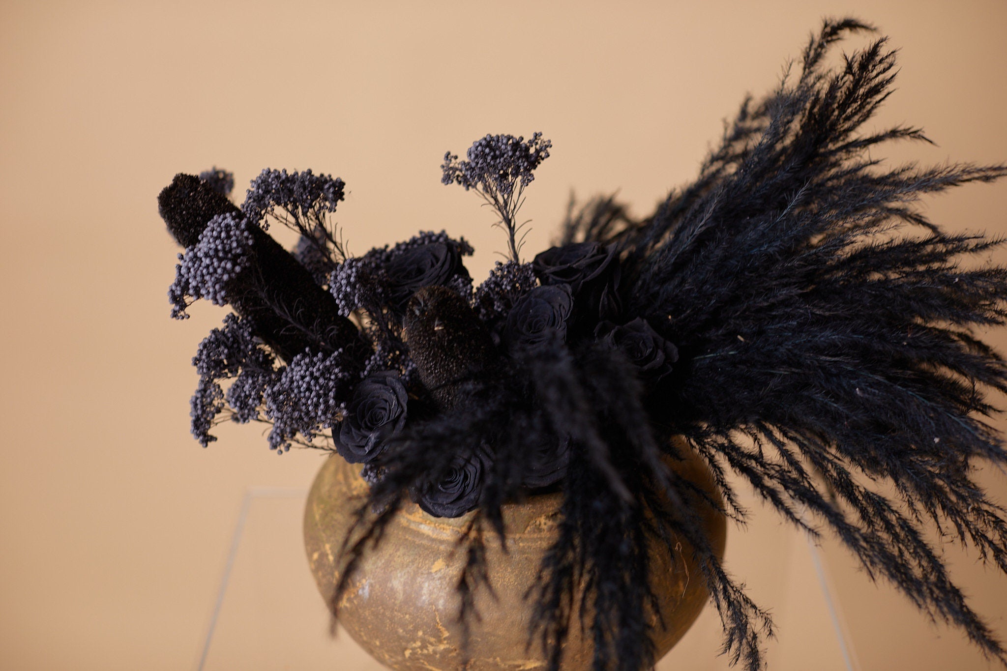 Black Pampas Grass Wedding Statement Centerpiece / Home Decoration Dried Flowers