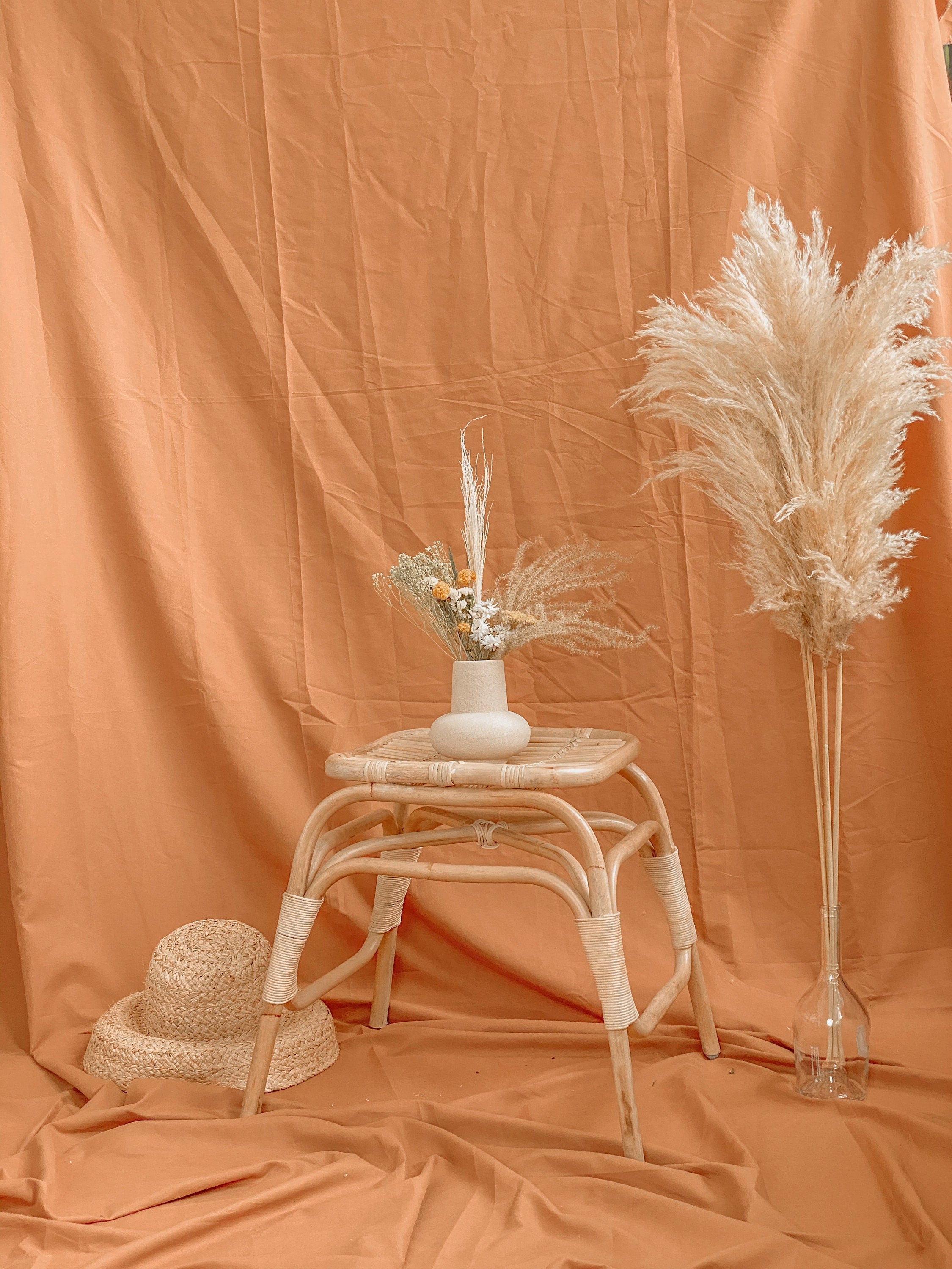 Pampas and Daisy Vase Arrangement / Yarrow and Sanfordii Flowers All Dried Floral Arrangement