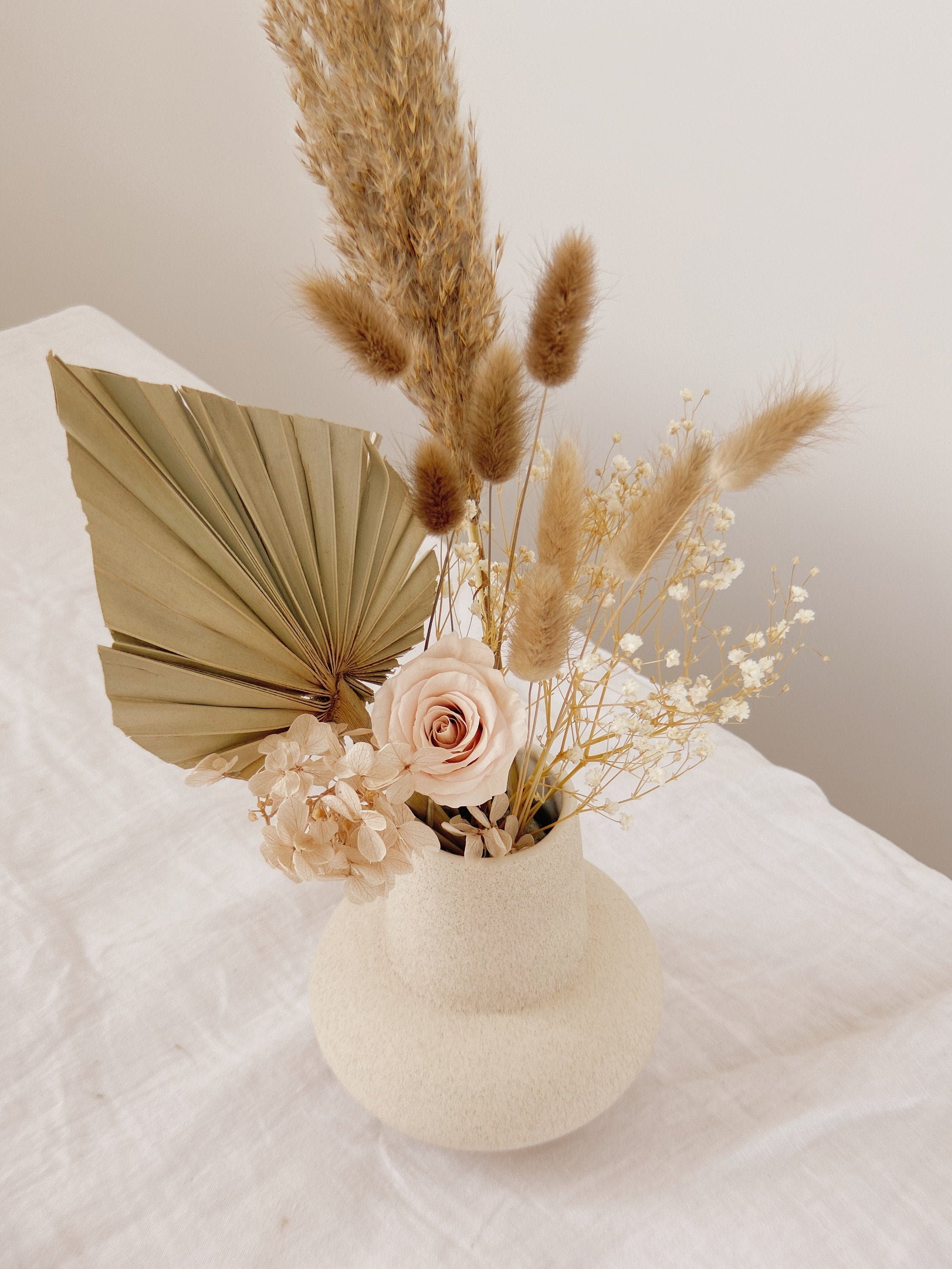 Natural Baby's Breath Pampas Grass Dried Flower Arrangment / Natural Palm Spear / Eternal Blooms