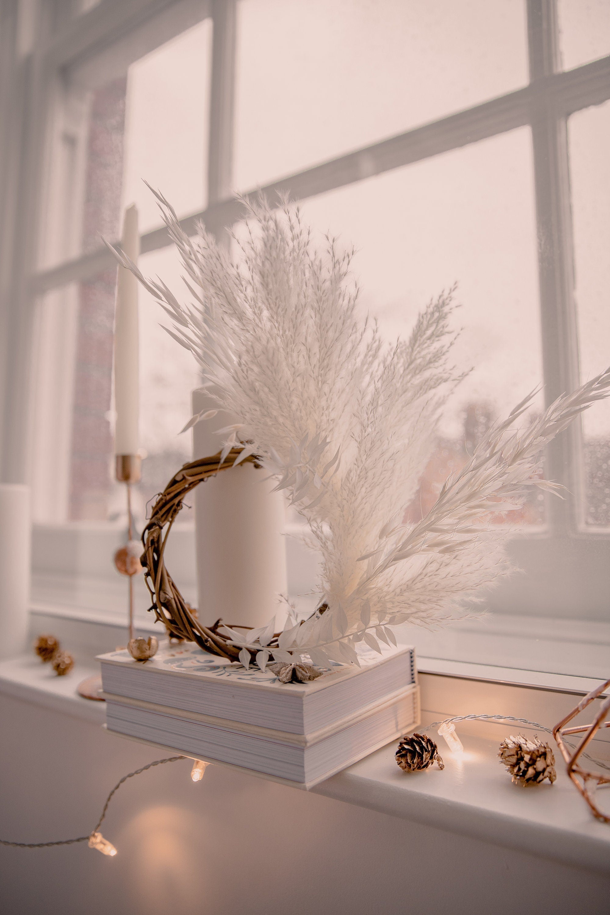 Christmas Decor / White Pampas Grass Christmas Decoration / Christmas Wreath / Boho Christmas