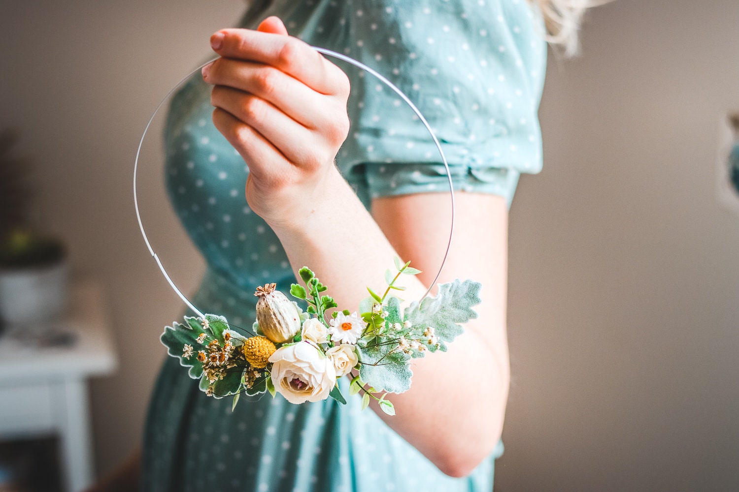 White Metal Floral Hoop for Weddings and Decoration,Nordic Flower Hoop, Nursery hoop wreath, Wedding Decoration, Wedding Chair Hoops