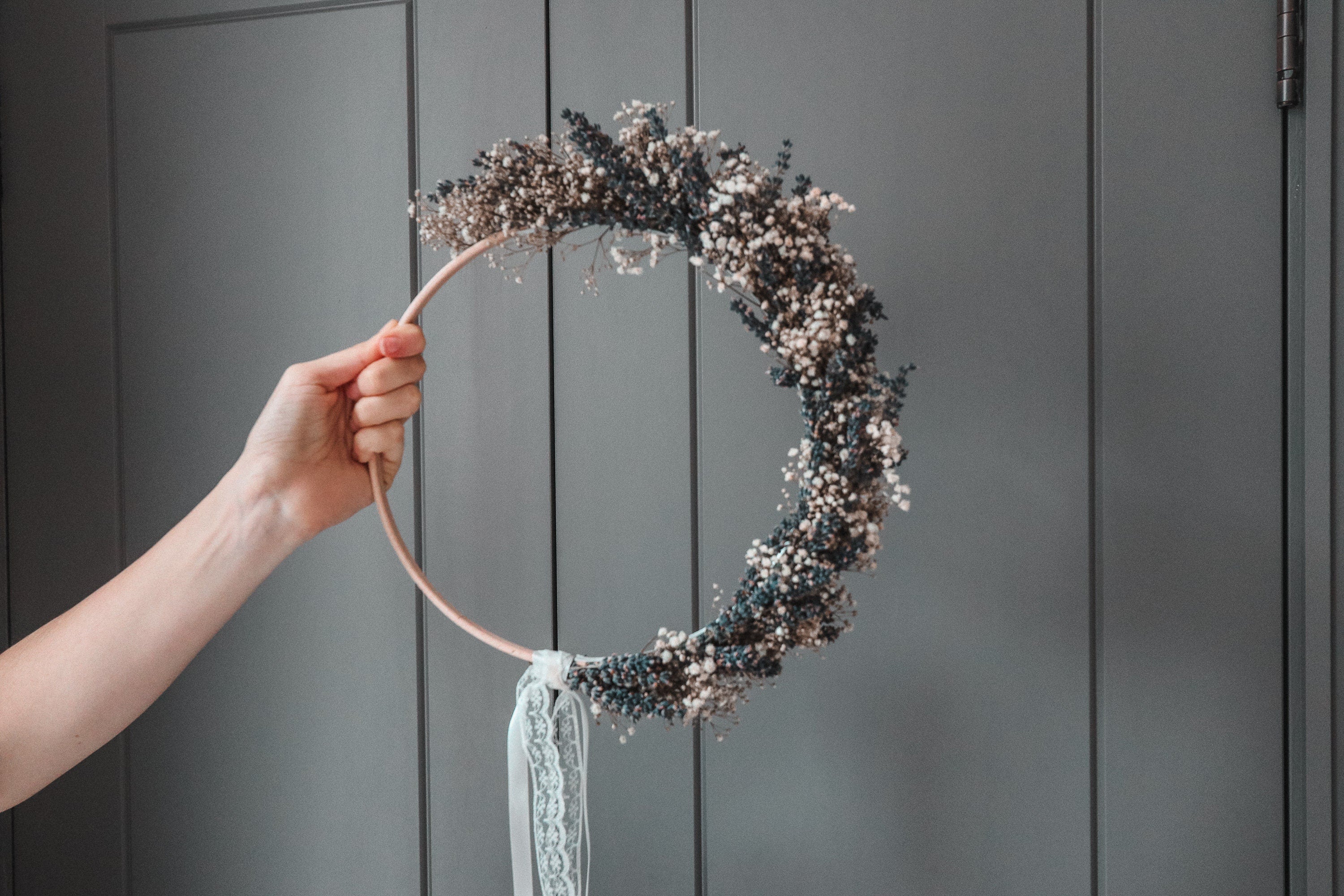 Dried Lavender and Dried Baby's Breath Wreath