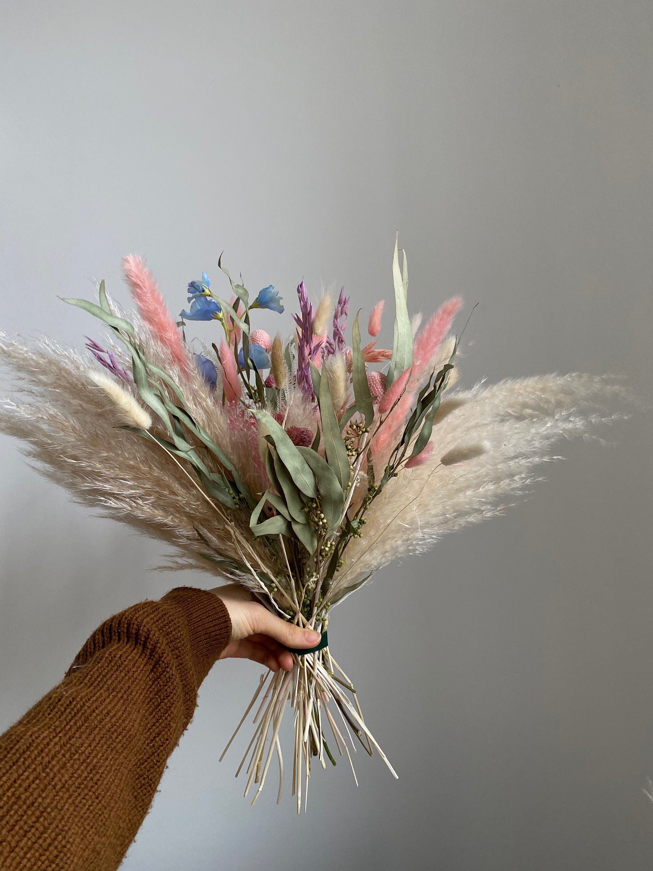 Colourful Dried & Artificial Flowers Vase Arrangement - Blush Pink & Cream