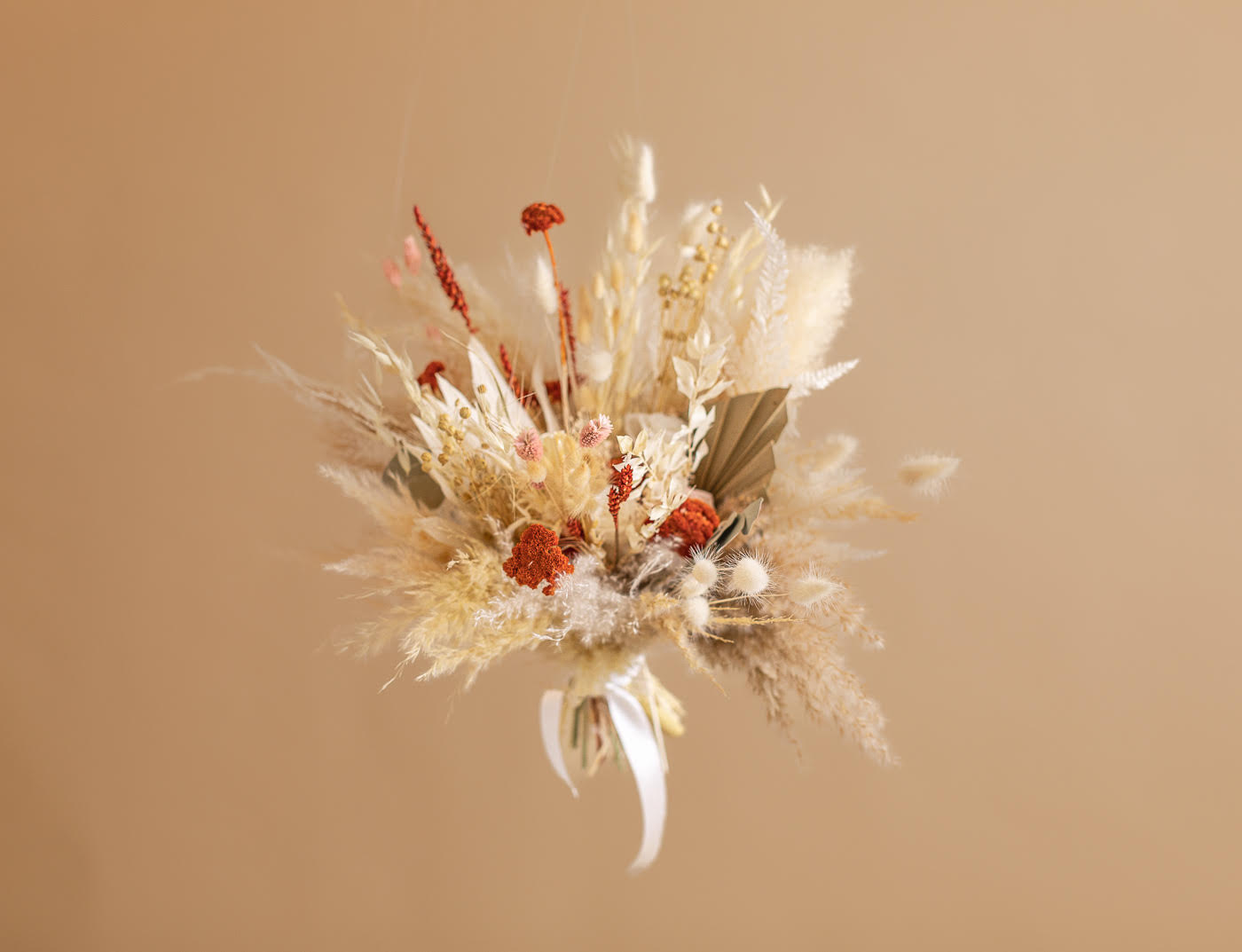 Dried Flower Vase Arrangement - Burnt Orange & Peach No.1