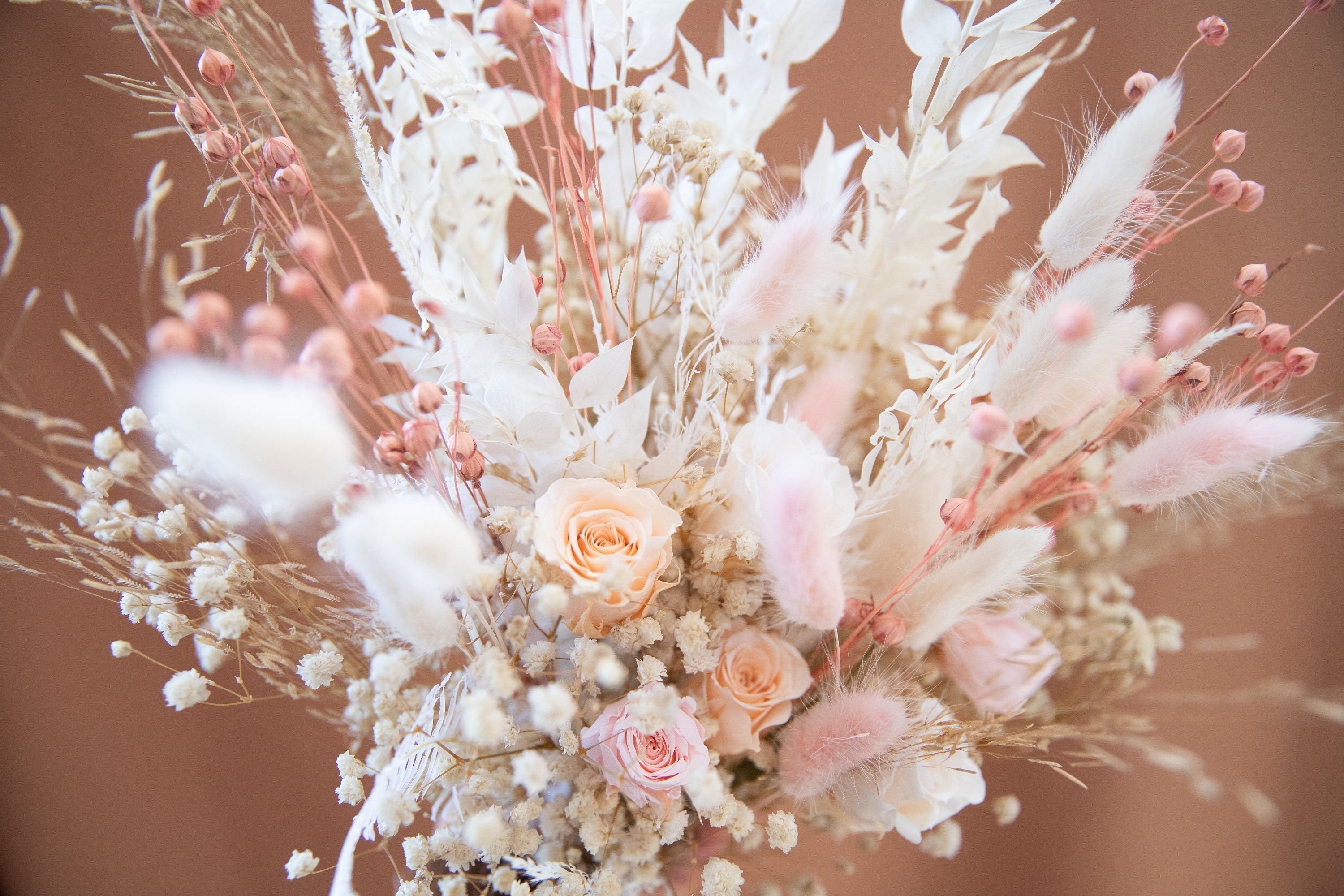 Dried Flowers Vase Arrangement - Blush Pink & Cream