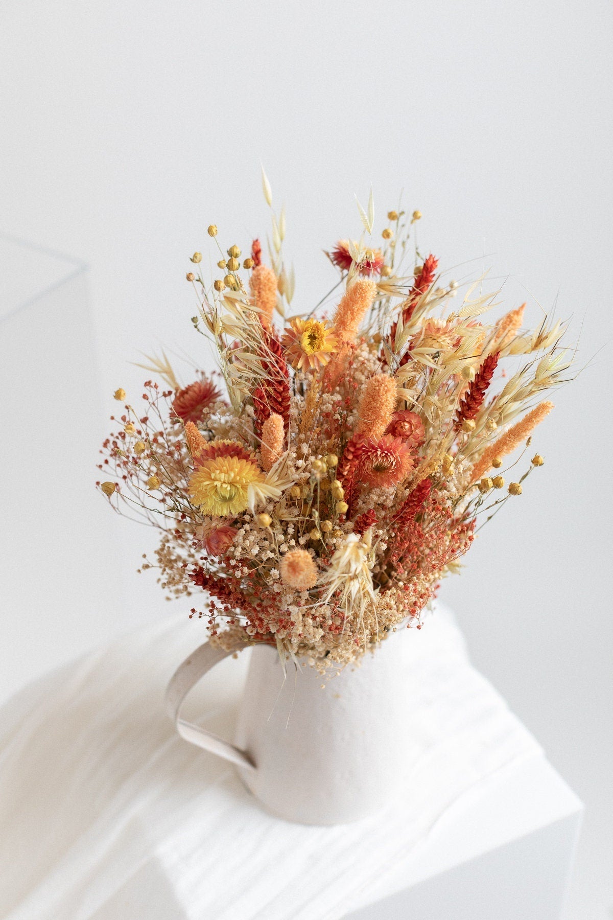 Dried Flowers Vase Arrangement - Burnt Orange & Cream No. 6