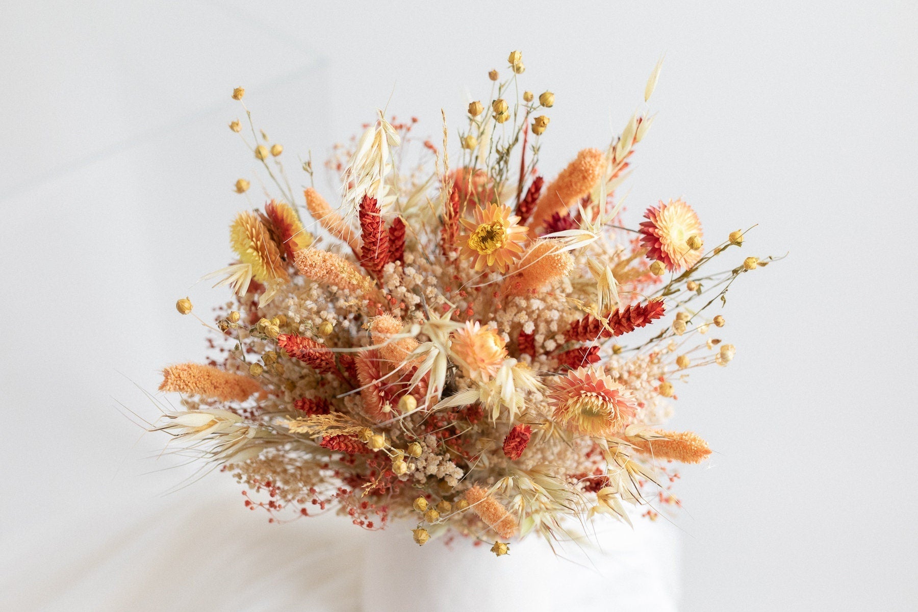 Dried Flowers Vase Arrangement - Burnt Orange & Cream No. 6