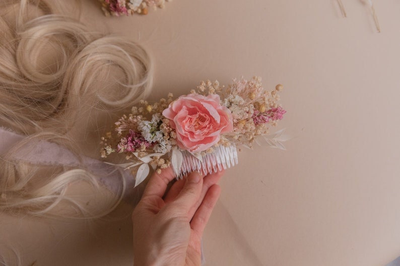 Dried Flowers Vase Arrangement - Pastel Pink & White