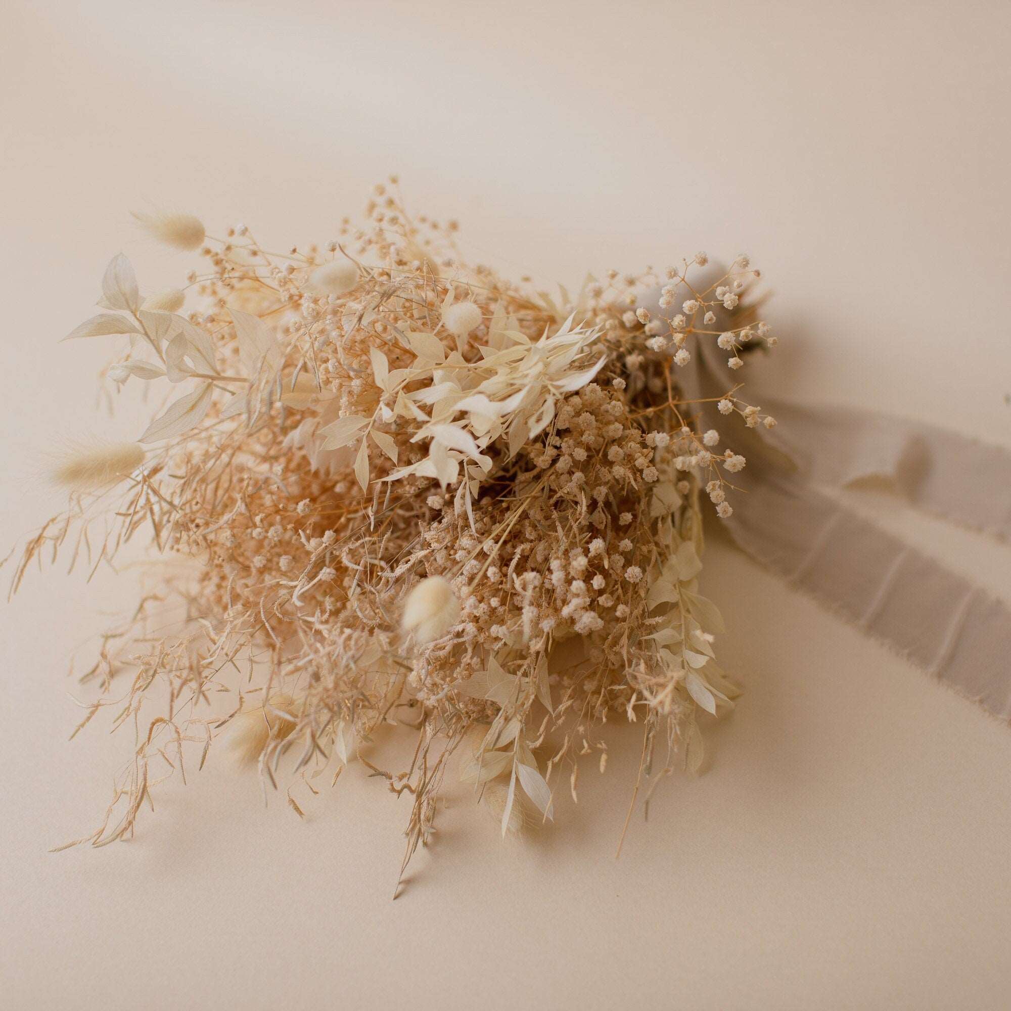 Dried Flowers Vase Arrangement - Sandy Cream & White No. 6