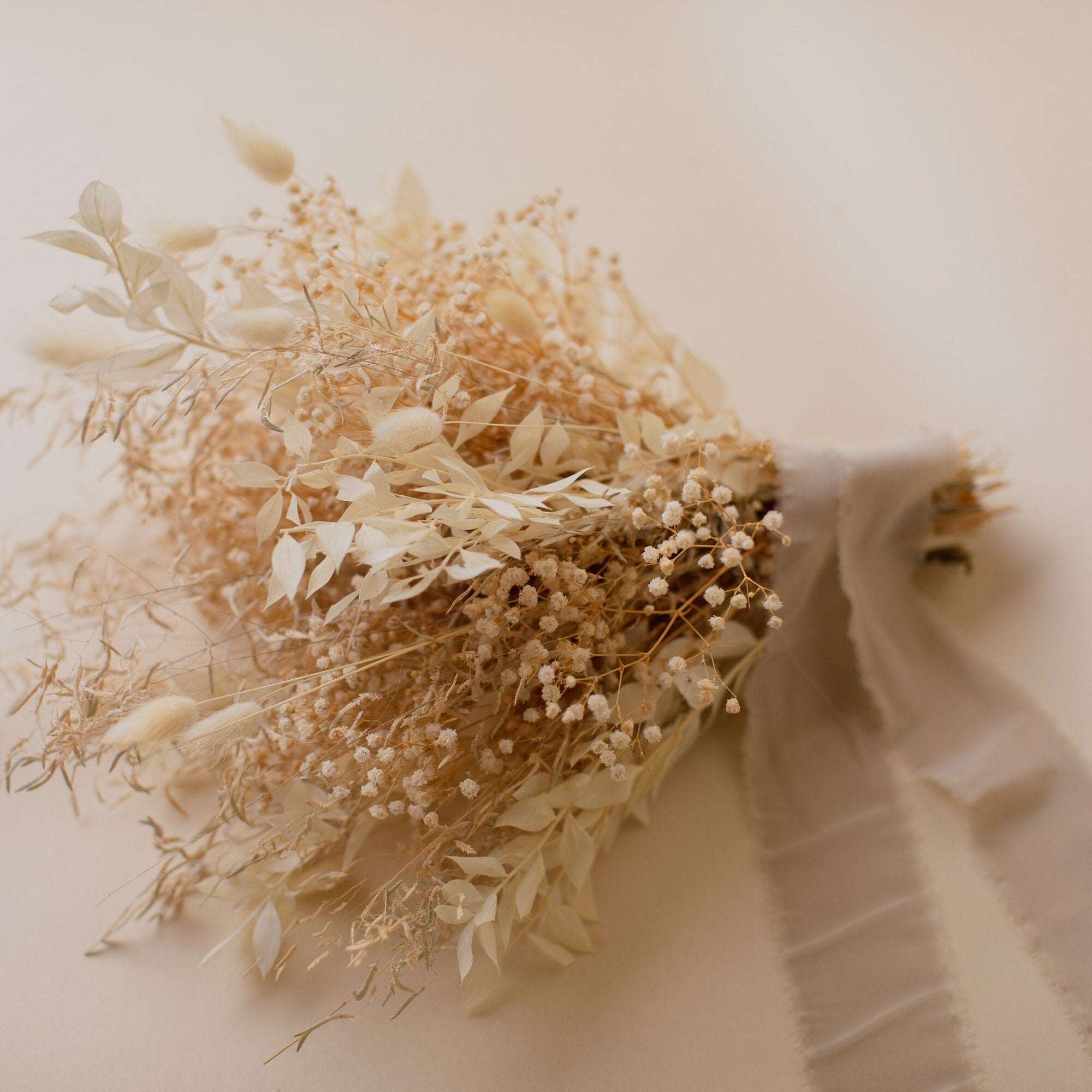 Dried Flowers Vase Arrangement - Sandy Cream & White No. 6