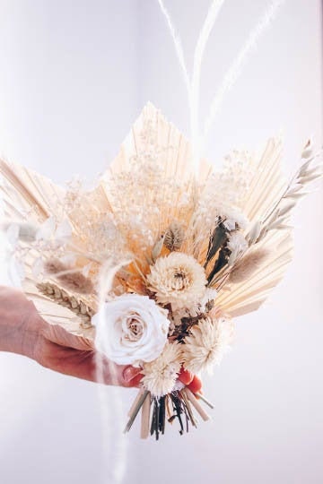 Dried Flowers Vase Arrangement - Soft Cream & White